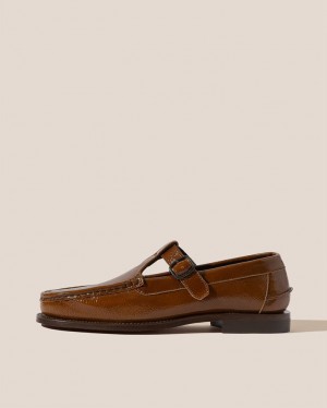 Hereu Alber Crinkled Glossy T-bar Loafers Dam Mörkbruna | Sverige-40WIXRVMZ