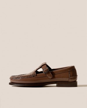 Hereu Alber Crinkled Glossy T-bar Loafers Dam Choklad | Sverige-89LIAMWTJ