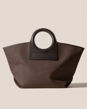 Hereu Cala L Läder-trimmed Canvas Toteväska Herr Mörkbruna | Sverige-92HOUPQJZ