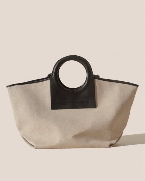 Hereu Cala L Läder-trimmed Canvas Toteväska Herr Ljusbeige Svarta | Sverige-26NVOUMPY