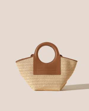 Hereu Cala S Raffia Läder-trimmed Toteväska Dam Beige Bruna | Sverige-36XBMWHFD