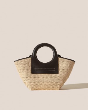 Hereu Cala S Raffia Läder-trimmed Toteväska Herr Beige Mörkbruna | Sverige-94RZPHNTI