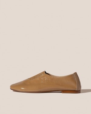 Hereu Caoma Crinkled Glossy Elasticated Slip On Skor Dam Beige | Sverige-93IVAXNRW