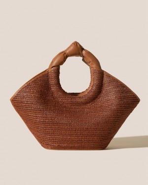 Hereu Castell Raffia Knotted-handle Toteväska Dam Bruna | Sverige-38NBJQPGW