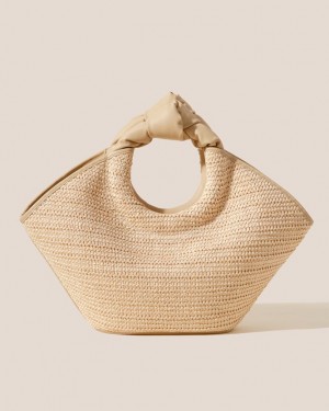 Hereu Castell Raffia Knotted-handle Toteväska Dam Beige | Sverige-15FLUKAHC