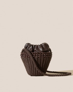 Hereu Fiol Hand-braided Mini Crossbody Väska Dam Mörkbruna | Sverige-80LMVKUXQ