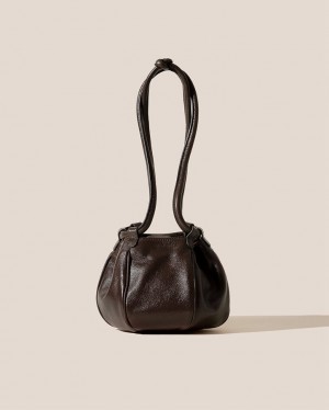 Hereu Globul Mini Supple Shiny Balloon-shaped Crossbody Väska Dam Choklad | Sverige-81TLIQHWG