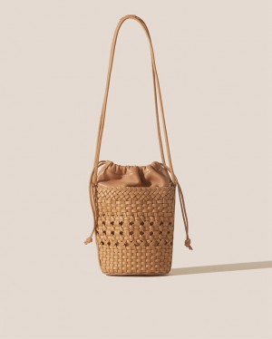 Hereu Palau Hand-braided Mini Bucket Crossbody Väska Dam Bruna | Sverige-74PCKIHMJ