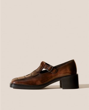 Hereu Pobla Klackar Brushed Interwoven T-bar Loafers Dam Bruna | Sverige-81STIXAED