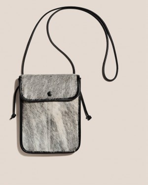 Hereu Terra Calf Hair Square-flat Crossbody Väska Dam Beige Grå | Sverige-98LBNVRAM