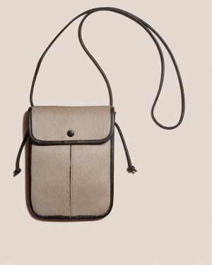 Hereu Terra Calf Hair Square-flat Crossbody Väska Herr Khaki Svarta | Sverige-79SIBGRLK