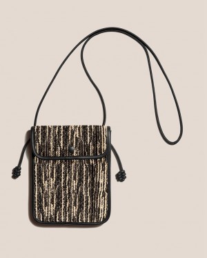 Hereu Terra Raffia Bicolour Square-flat Crossbody Väska Dam Svarta Beige | Sverige-84WJHBNOQ