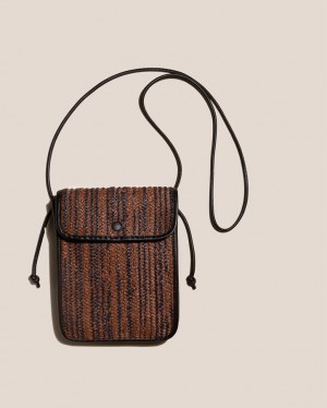 Hereu Terra Raffia Bicolour Square-flat Crossbody Väska Herr Mörkbruna Bruna | Sverige-21FOBAWSL