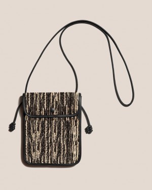 Hereu Terra Raffia Bicolour Square-flat Crossbody Väska Herr Svarta Grädde | Sverige-56UYEALIM