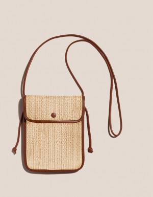 Hereu Terra Raffia Square-flat Crossbody Väska Dam Beige Bruna | Sverige-49NHXOKTD