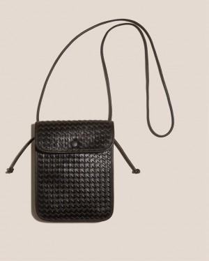 Hereu Terra Woven Square-flat Crossbody Väska Dam Svarta Mörkbruna | Sverige-43SACXPTW