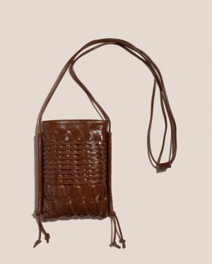 Hereu Trena Mini Crinkled Glossy Platta Square Crossbody Väska Dam Mörkbruna | Sverige-15SWVLRFC