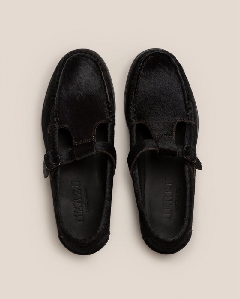 Hereu Alber Calf Hair T-bar Loafers Dam Choklad | Sverige-15NSEJDVU