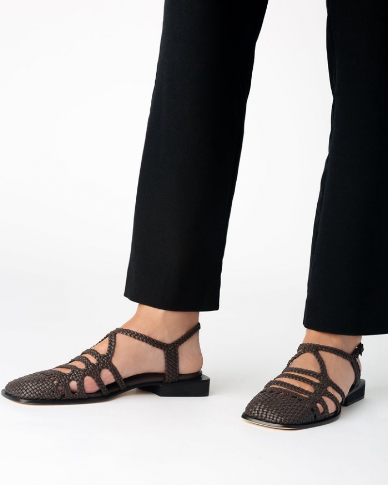 Hereu Barana Woven Slingback Mules Dam Mörkbruna | Sverige-43EXMSALI