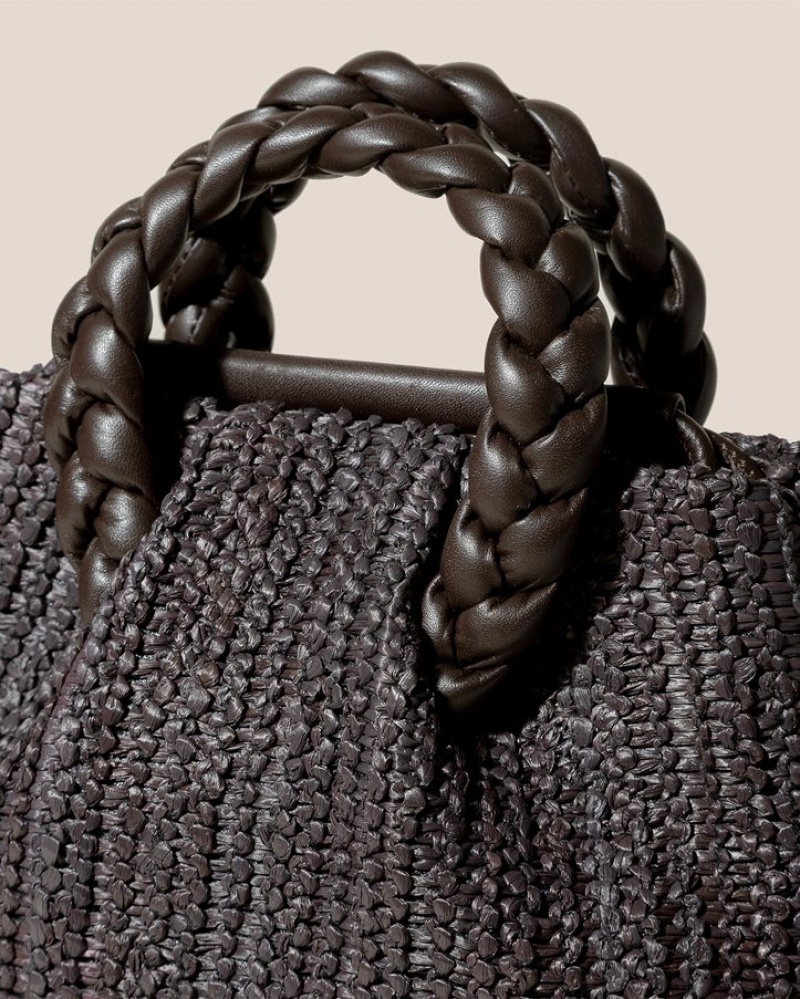 Hereu Bombon M Raffia Plaited-handle Raffia Crossbody Väska Dam Mörkbruna | Sverige-41VZEGIPN