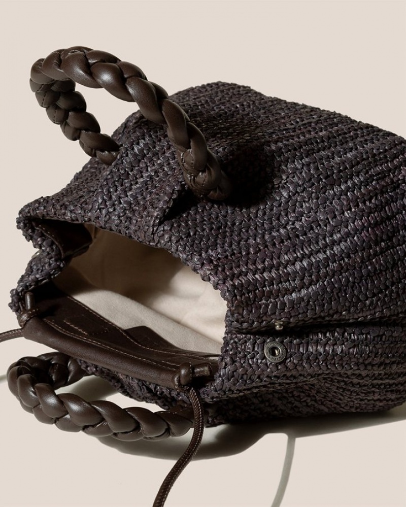 Hereu Bombon M Raffia Plaited-handle Raffia Crossbody Väska Dam Mörkbruna | Sverige-41VZEGIPN