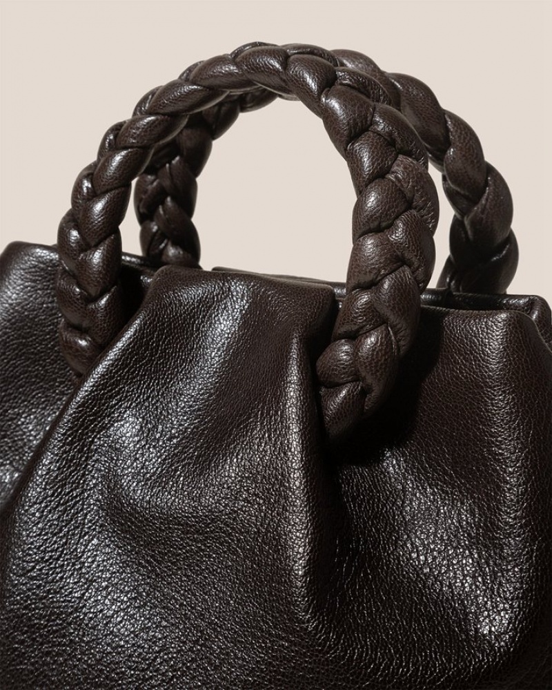 Hereu Bombon M Supple Shiny Plaited-handle Läder Crossbody Väska Dam Choklad | Sverige-51OLEJCZX