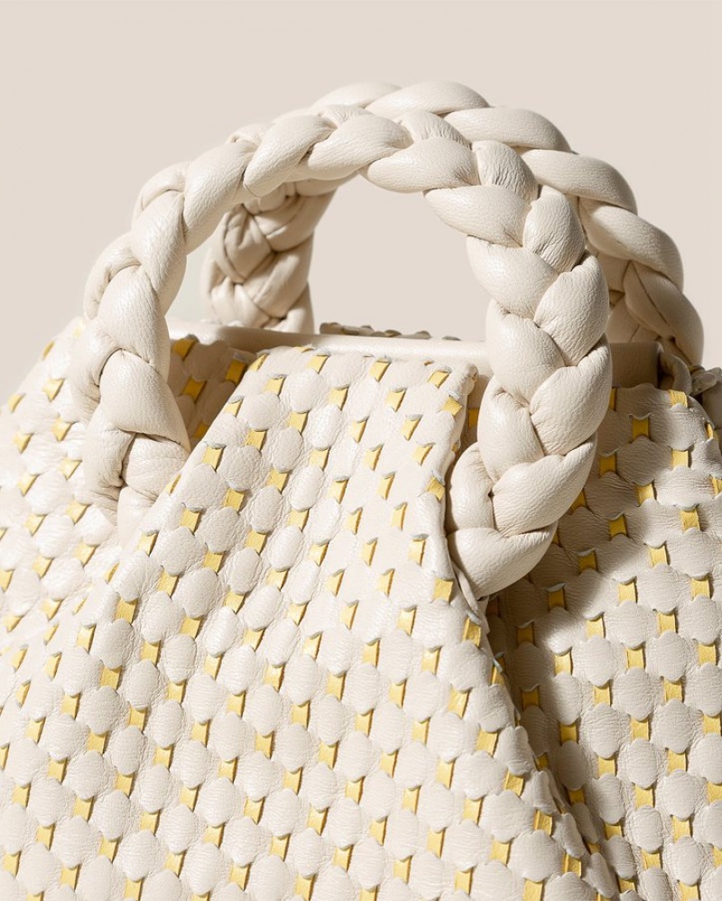 Hereu Bombon Woven Small Plaited-handle Läder Crossbody Väska Dam Grädde | Sverige-54QMVRTAP