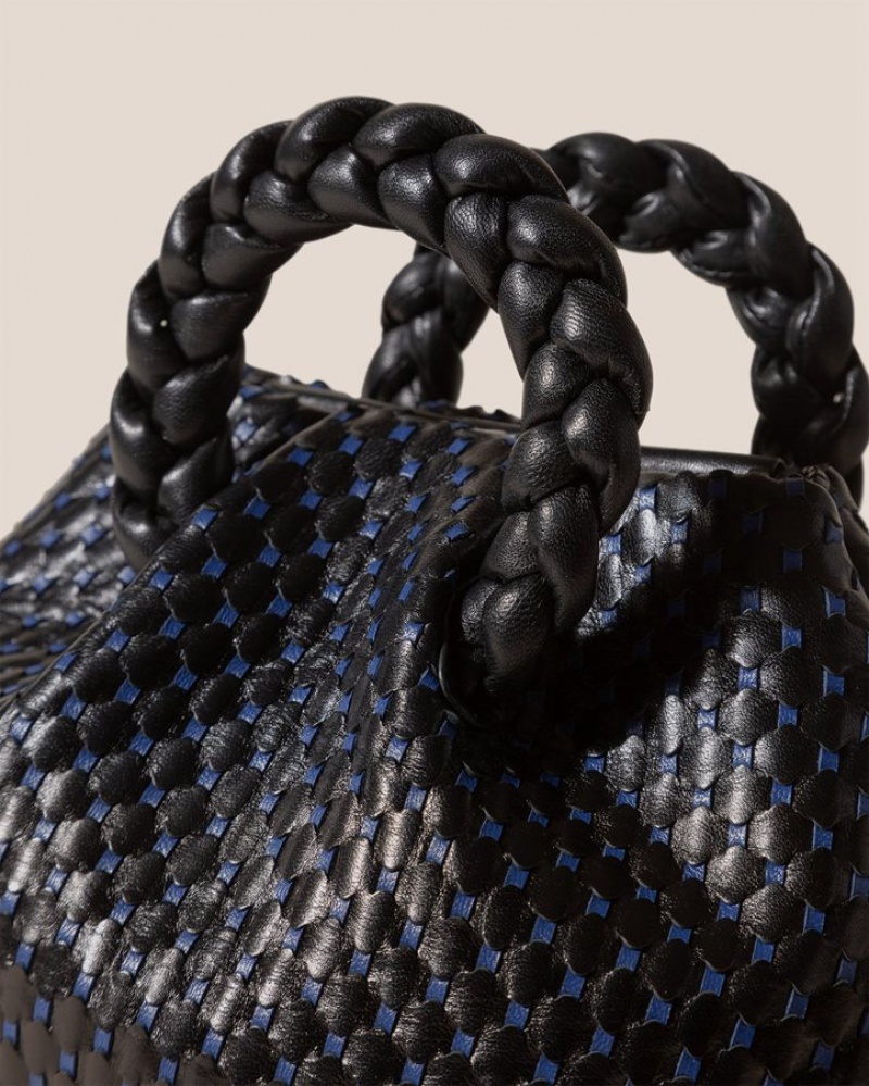 Hereu Bombon Woven Small Plaited-handle Läder Crossbody Väska Dam Svarta Marinblå | Sverige-41IKEZMPX