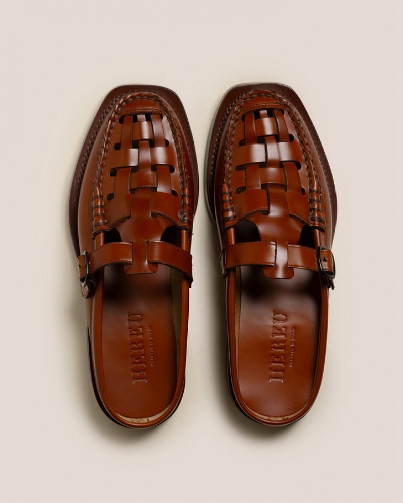 Hereu Bonell Woven T-bar Mule Loafers Dam Mörkbruna | Sverige-23HBIRWQJ