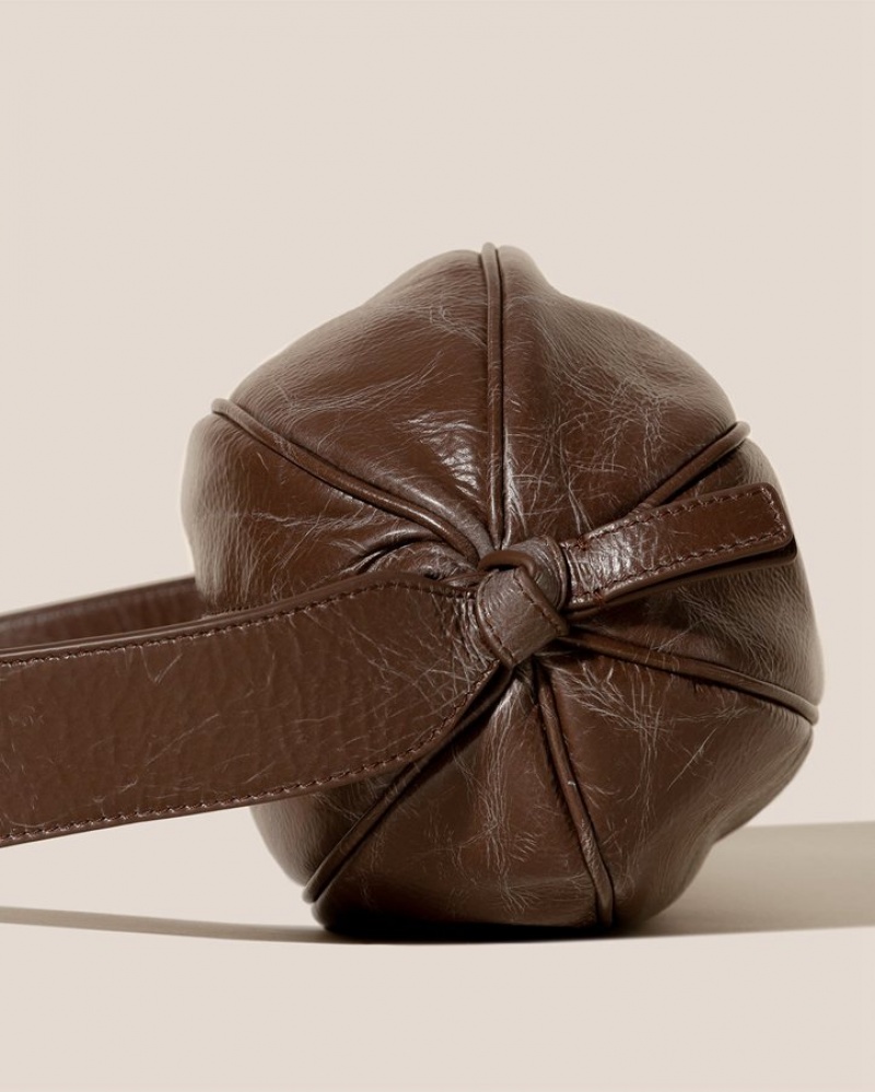 Hereu Boya L Distressed Ball-shaped Crossbody Väska Dam Choklad | Sverige-63QGJNOAC