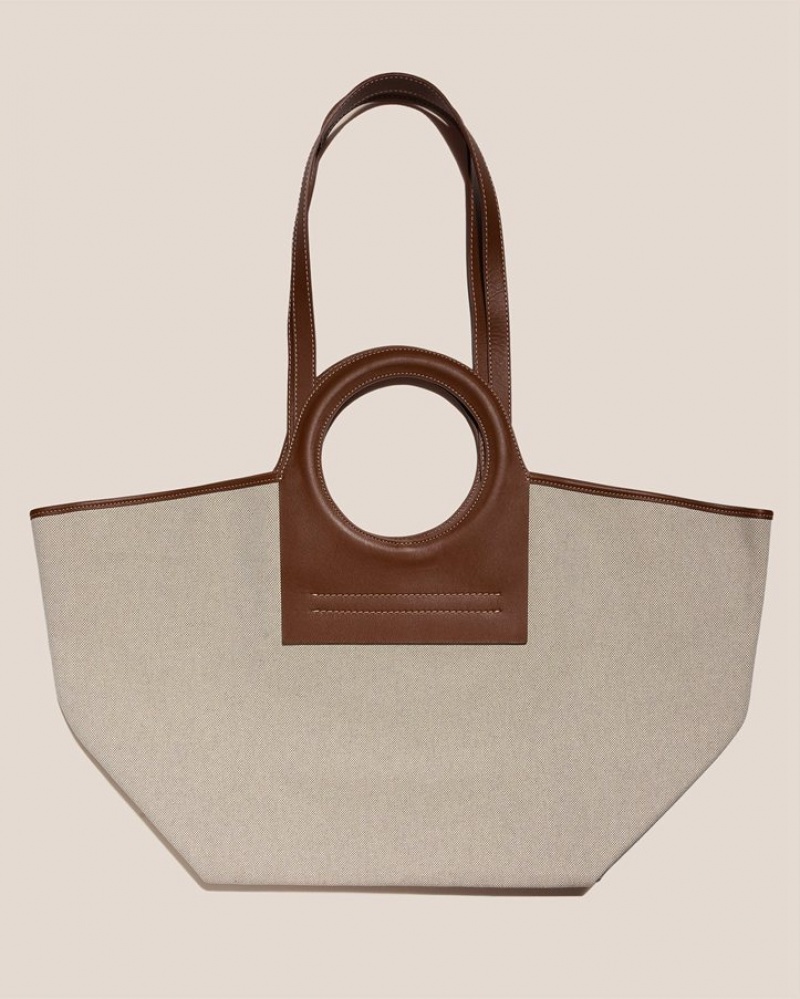 Hereu Cala L Läder-trimmed Canvas Toteväska Herr Beige Bruna | Sverige-54XCKOJQN