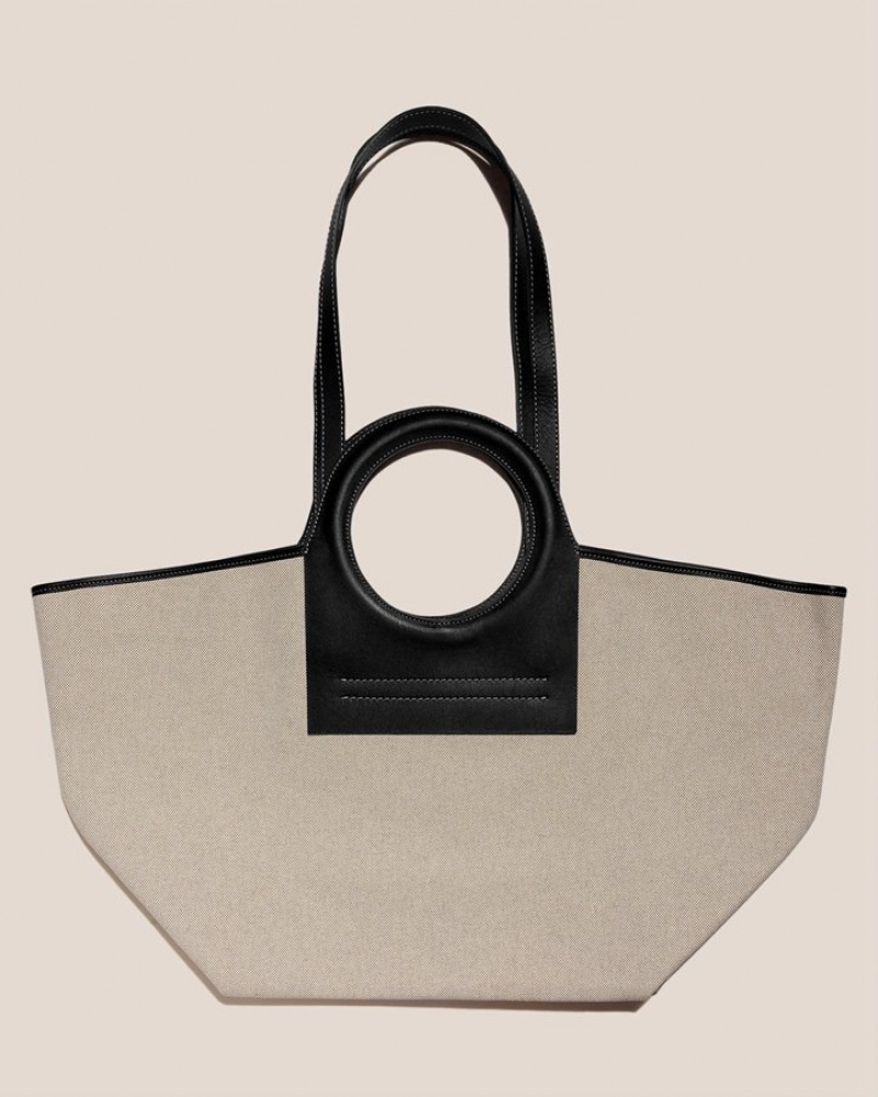 Hereu Cala L Läder-trimmed Canvas Toteväska Herr Ljusbeige Svarta | Sverige-26NVOUMPY