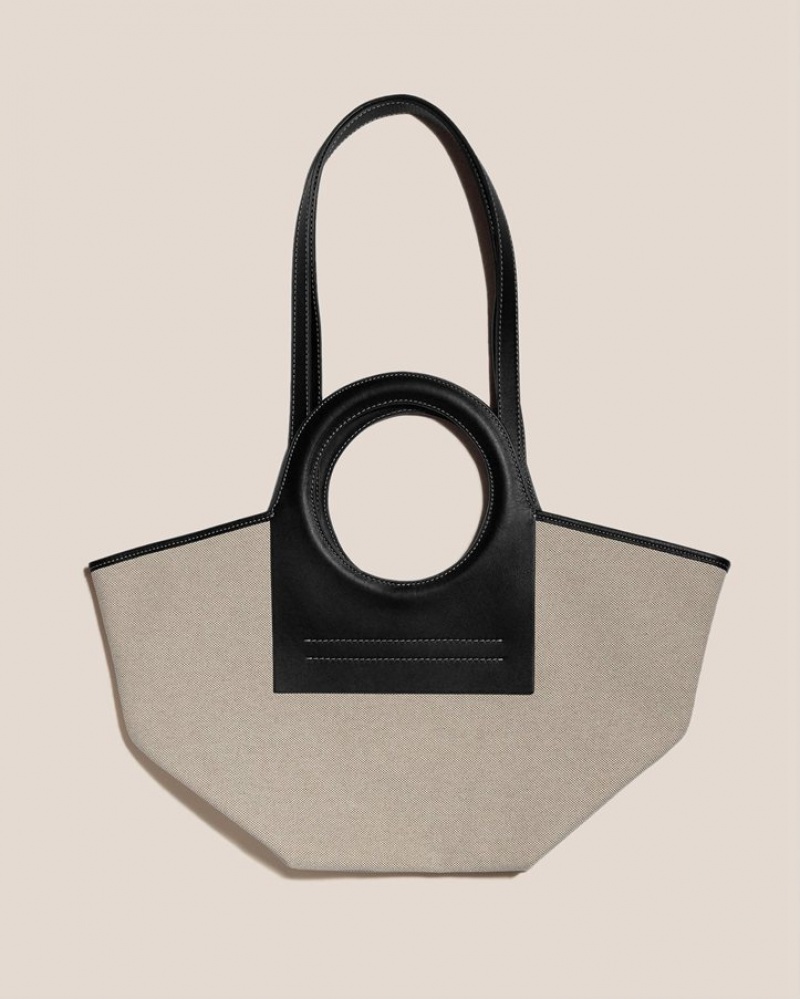 Hereu Cala S Läder-trimmed Canvas Toteväska Dam Beige Svarta | Sverige-39NSUBEMJ