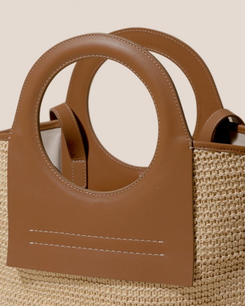 Hereu Cala S Raffia Läder-trimmed Toteväska Dam Beige Bruna | Sverige-36XBMWHFD