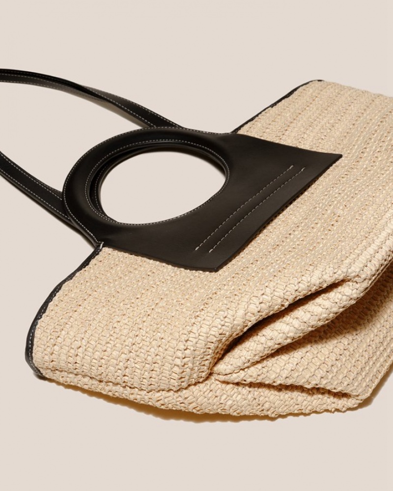 Hereu Cala S Raffia Läder-trimmed Toteväska Dam Beige Svarta | Sverige-76HFOLXBK