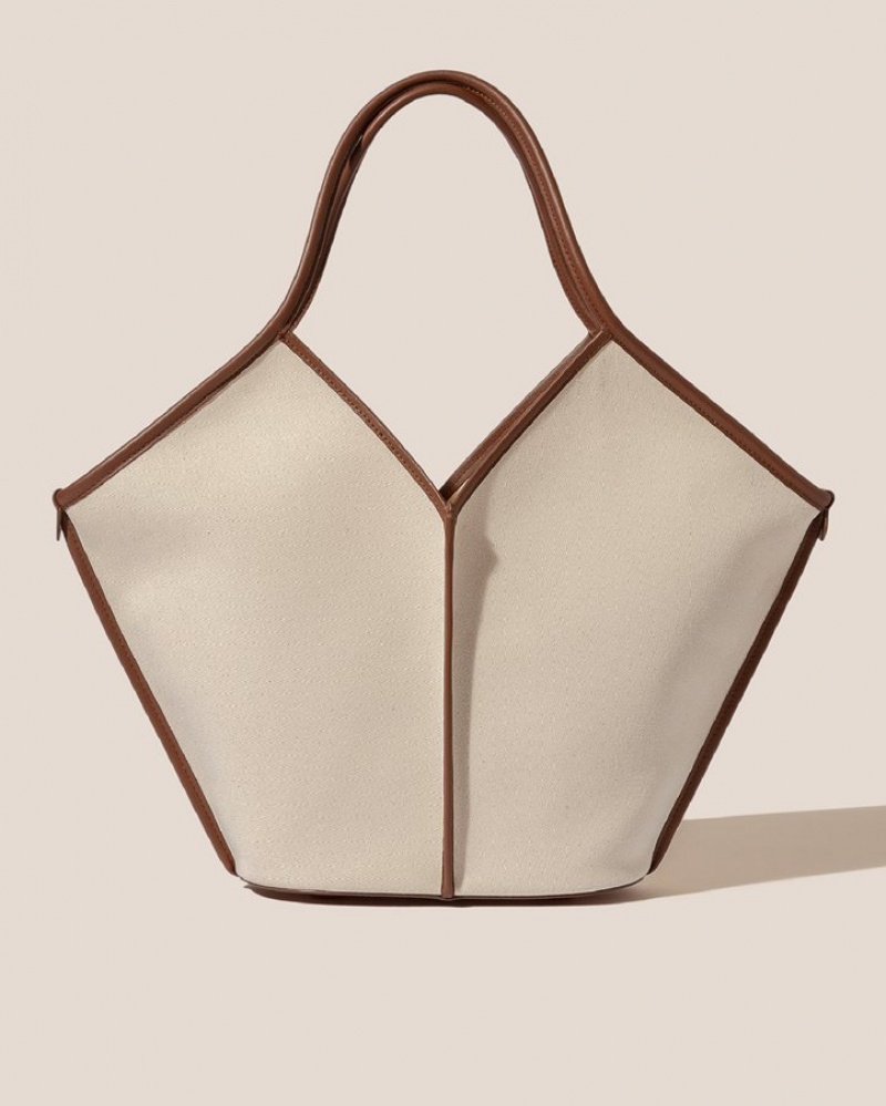 Hereu Calella Läder-trimmed Organic Bomull Toteväska Herr Beige Bruna | Sverige-39CAJXHZI