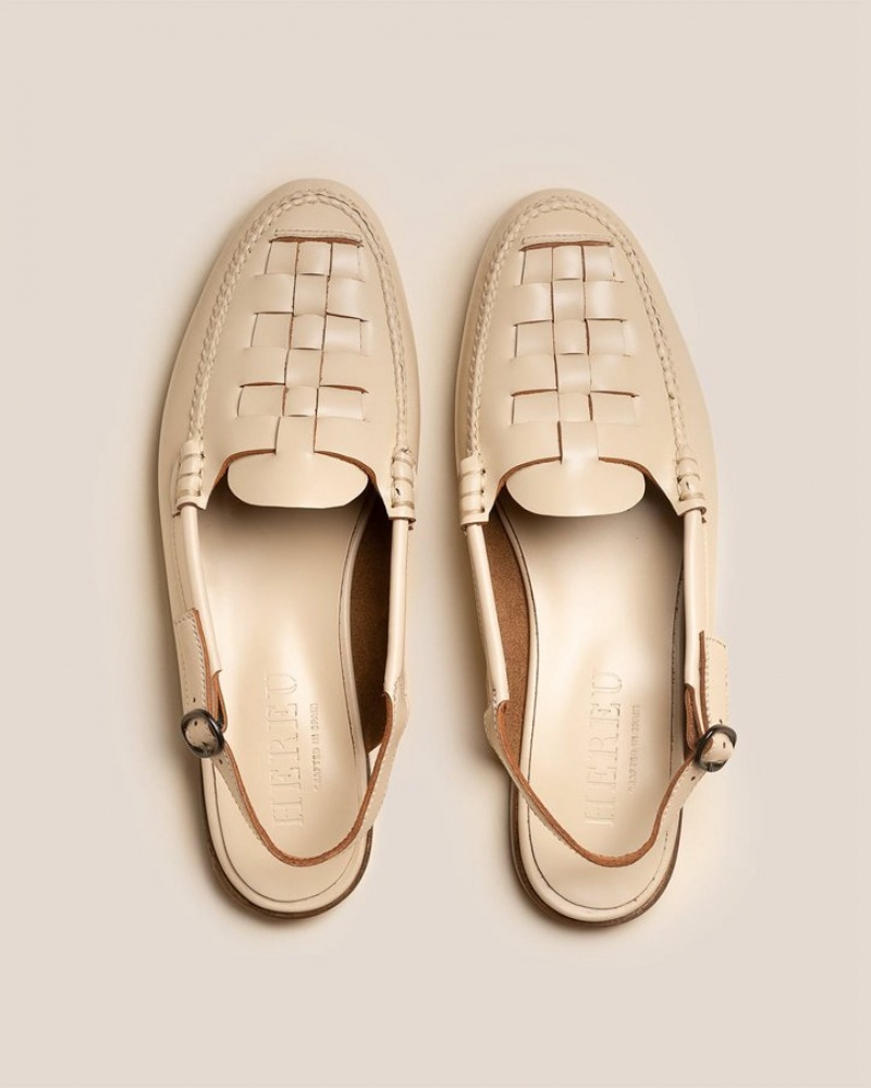 Hereu Caleta Interwoven Slingback Loafers Dam Beige | Sverige-47NCQOGRD