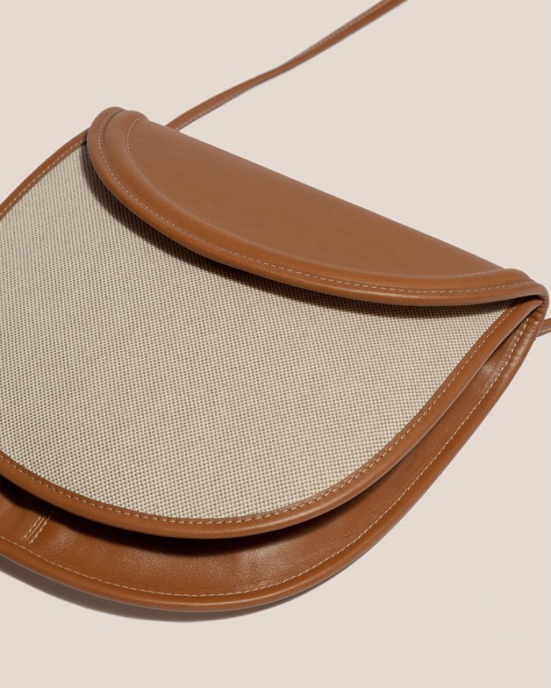 Hereu Escalo Canvas Saddle Crossbody Väska Dam Beige Bruna | Sverige-32WHBJSYD