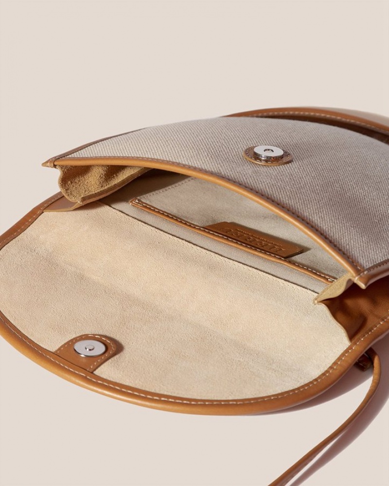 Hereu Escalo Canvas Saddle Crossbody Väska Herr Bruna Khaki | Sverige-24VETUGQZ