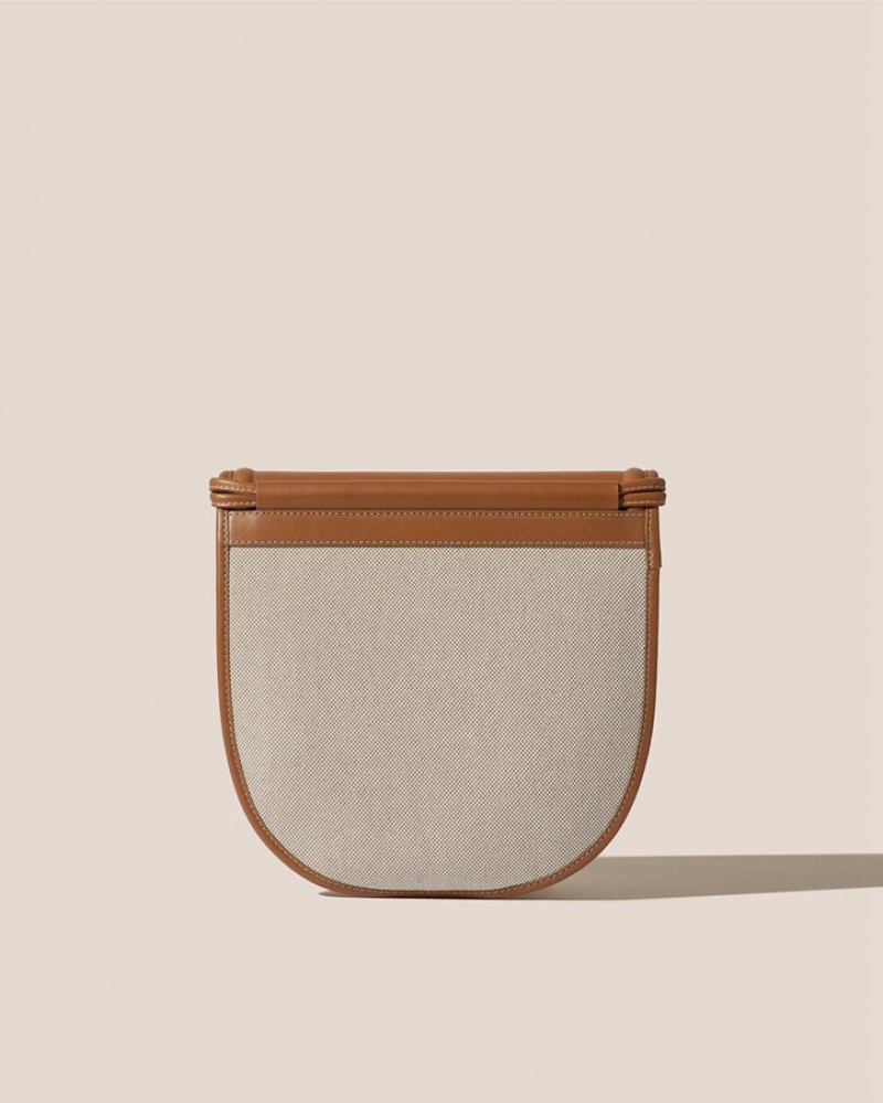 Hereu Escalo Canvas Saddle Crossbody Väska Herr Bruna Khaki | Sverige-24VETUGQZ