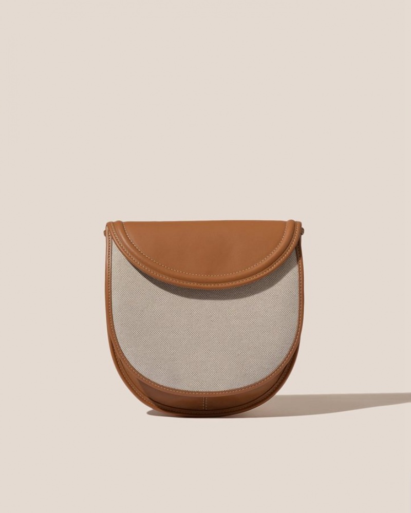 Hereu Escalo Canvas Saddle Crossbody Väska Herr Bruna Khaki | Sverige-24VETUGQZ