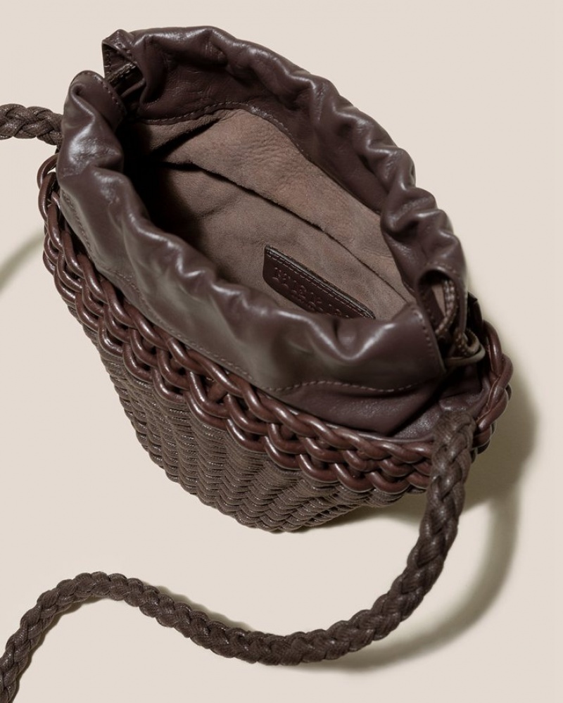 Hereu Fiol Hand-braided Mini Crossbody Väska Dam Mörkbruna | Sverige-80LMVKUXQ