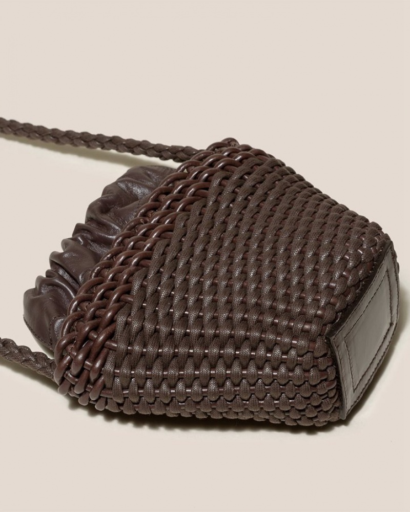 Hereu Fiol Hand-braided Mini Crossbody Väska Herr Mörkbruna | Sverige-48ZMXFRDU