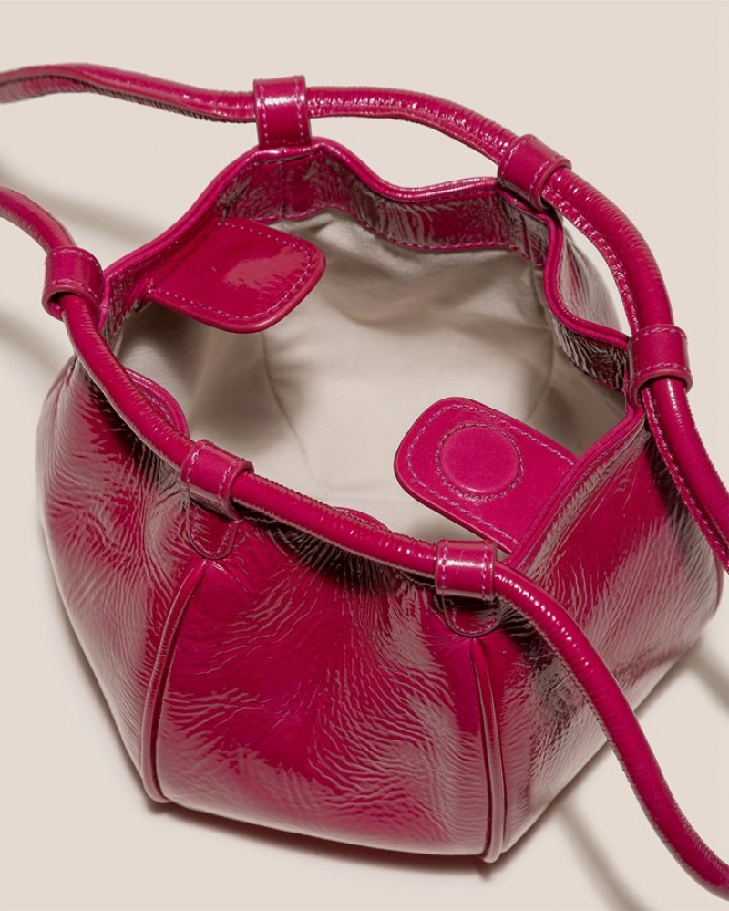 Hereu Globul Mini Crinkled Glossy Balloon-shaped Crossbody Väska Dam Mörkrosa | Sverige-58PVUHADB