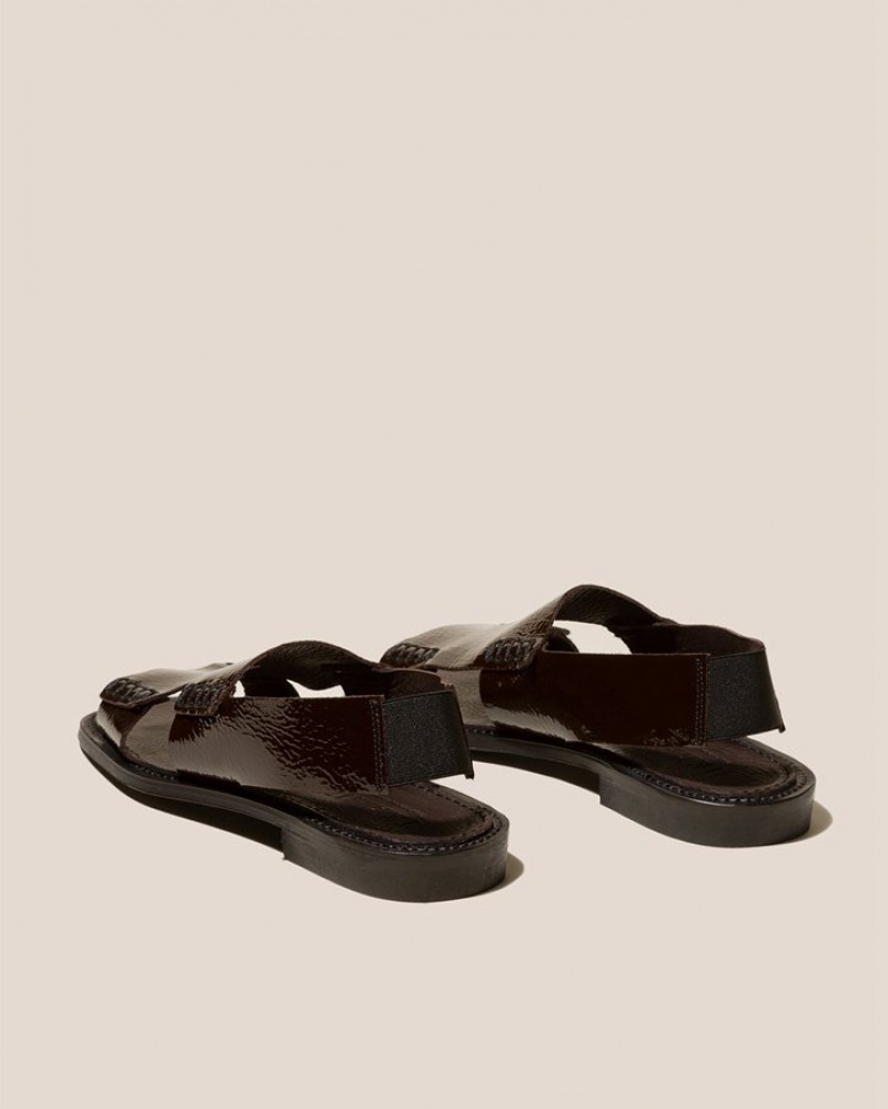 Hereu Llaut Square Crinkled Glossy Slingback Sandaler Dam Choklad | Sverige-18WZMLHCS