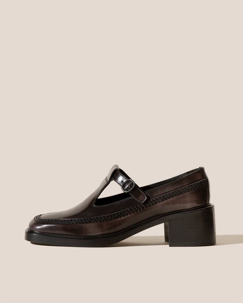 Hereu Lluisa Klackar Brushed T-bar Loafers Dam Svarta | Sverige-03MBQDCOJ