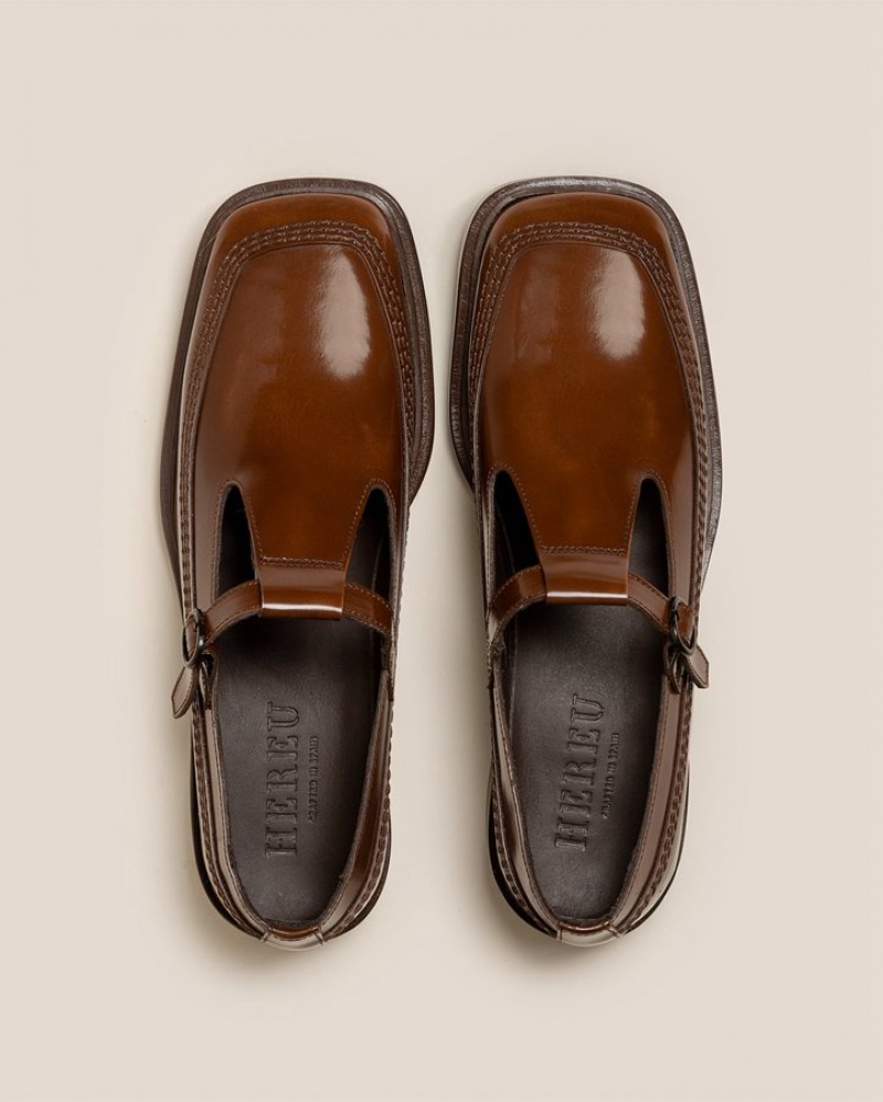 Hereu Lluisa Polished T-bar Loafers Dam Mörkbruna | Sverige-43EGVXYWA