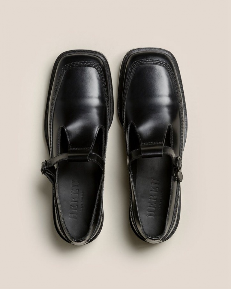 Hereu Lluisa Polished T-bar Loafers Herr Svarta | Sverige-21QDYWOAE