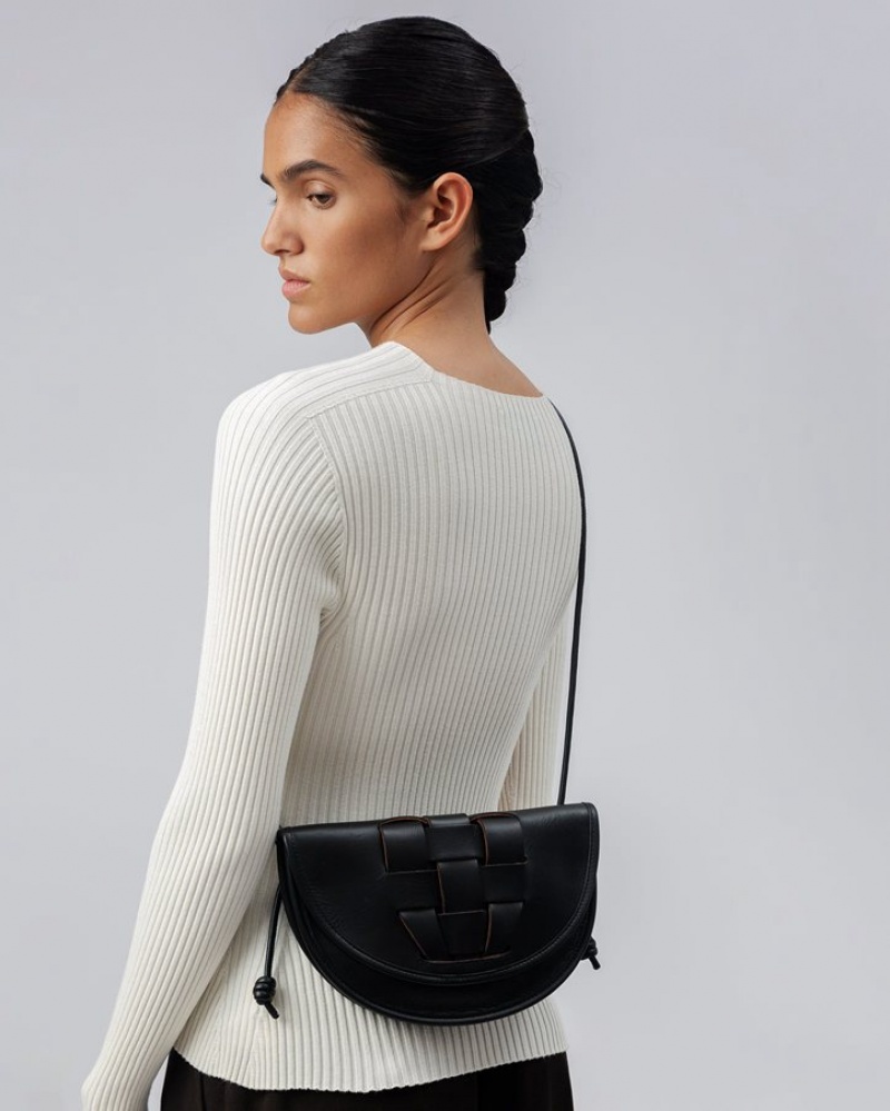 Hereu Lluna Interwoven Front Detail Crossbody Väska Dam Svarta | Sverige-65UCFTJNK