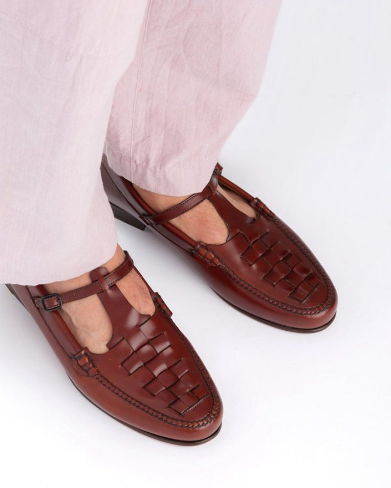 Hereu Maqueda Interwoven T-bar Loafers Herr Mörkbruna | Sverige-83GLHCFIT